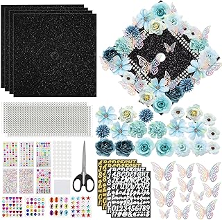 Graduation Cap Decorations Kit with Glitter, Flowers, Rhinestones