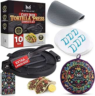 10-inch Cast Iron Tortilla and Roti Press Gift Set