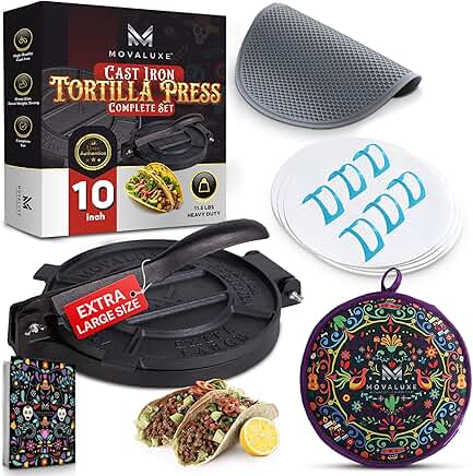 10-inch Cast Iron Tortilla and Roti Press Gift Set
