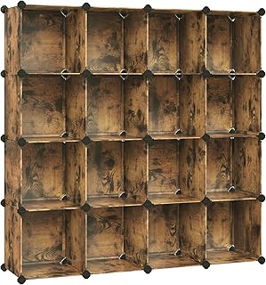 Set of 16 Rustic Brown Plastic Cube Storage Organizers