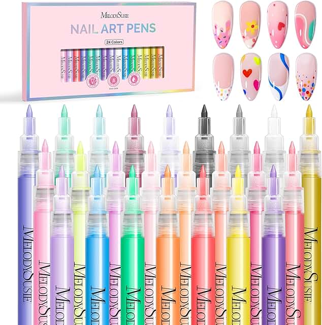 24-Color Nail Art Pen Set for DIY and Salon Use