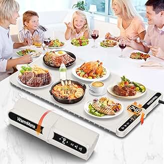 Electric food warming tray with adjustable temperature and timer