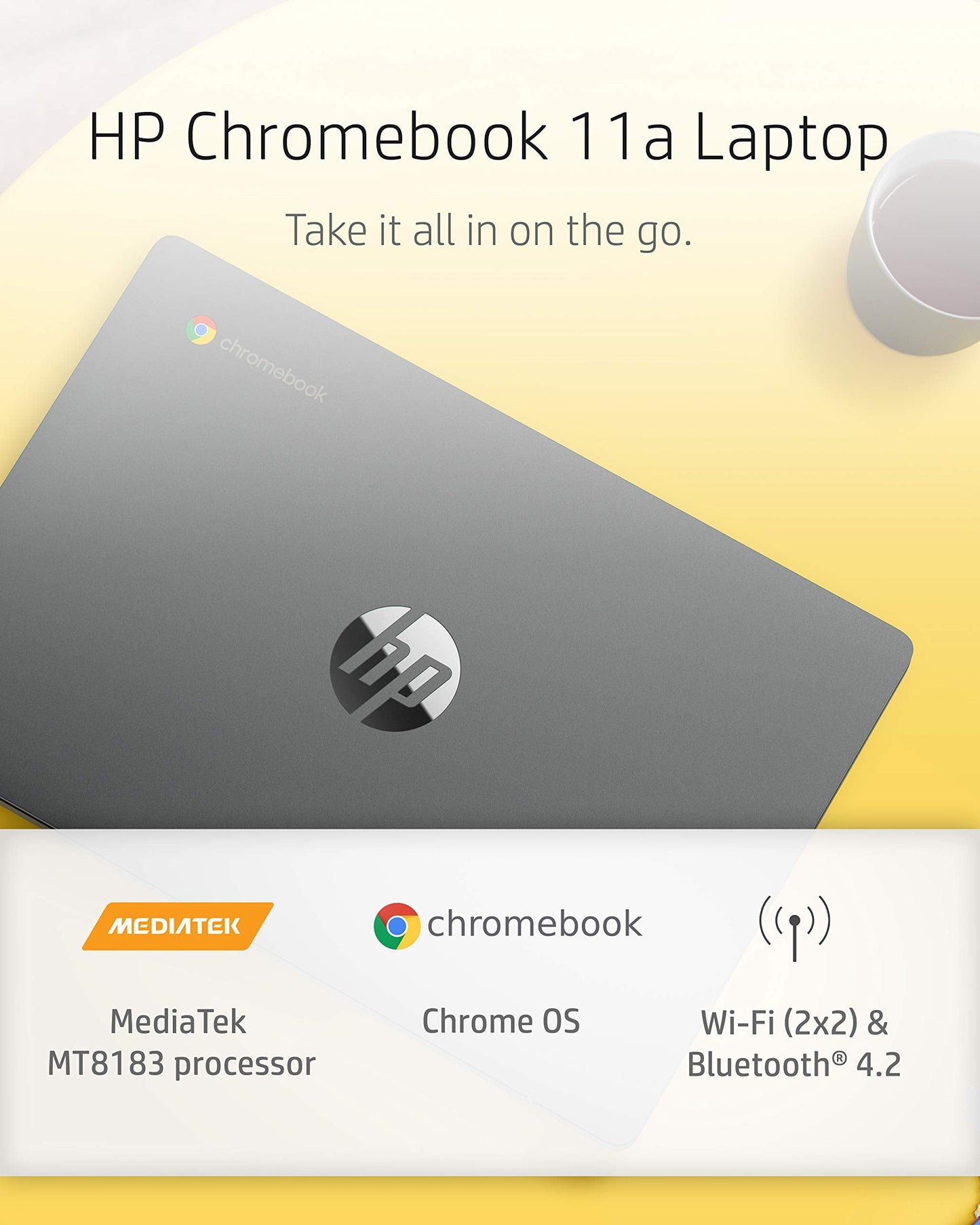 Chromebook 11-inch Laptop - MediaTek - MT8183 - 4 GB RAM - 32 GB eMMC Storage - 11.6-inch HD Display - with Chrome OS - (11a-na0010nr, 2020 model)