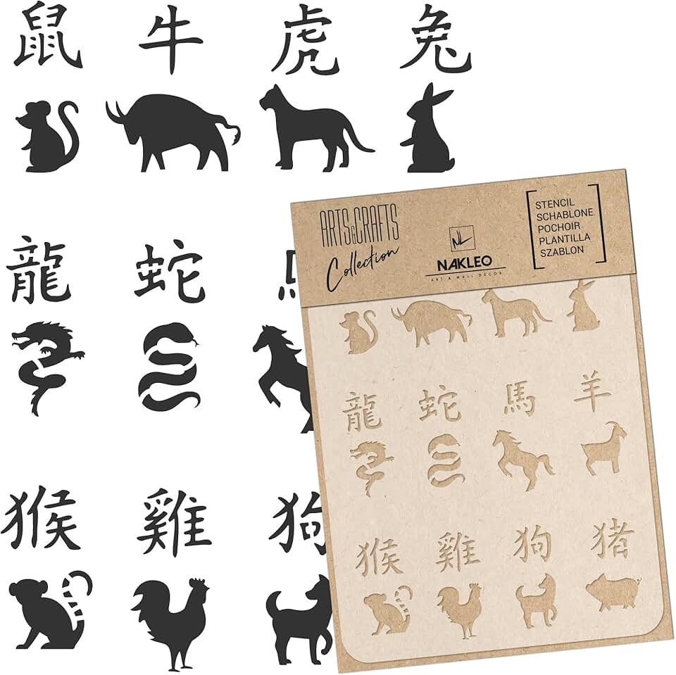 Chinese Zodiac Painting Stencil for Crafts, A3 Size