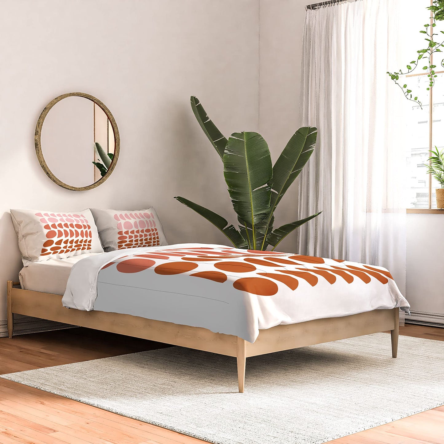 2021 Cotton Comforter, Full, June Journal Blush and Terracotta Circles