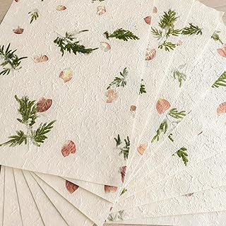 Handmade Botanical Craft Paper, 5 Sheets, 15x22 Inch