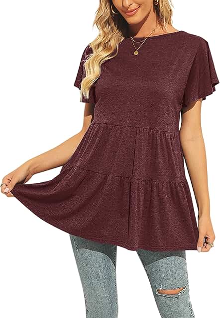 Women's Short Sleeve Summer Babydoll Top