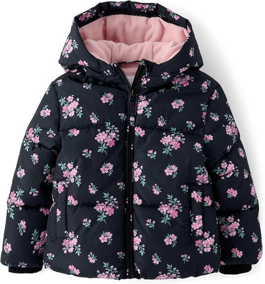 Baby Girl and Toddler Wind and Water-Resistant Puffer Jacket
