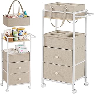 Baby Diaper Caddy Organizer with Drawers and Wheels