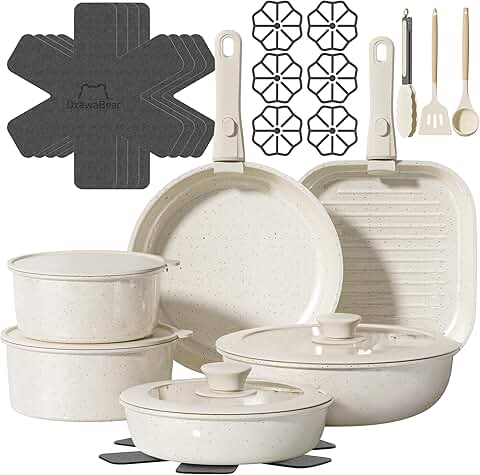 26-Piece Non-Stick Ceramic Cookware Set with Detachable Handles