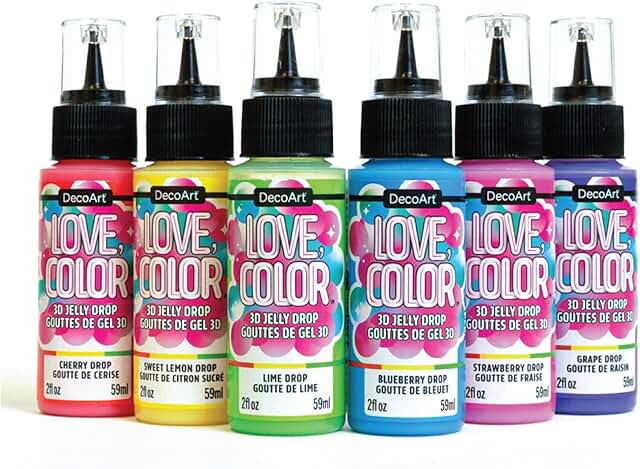 6 Bottles of 3D Jelly Drop Paints for Crafts and Decor