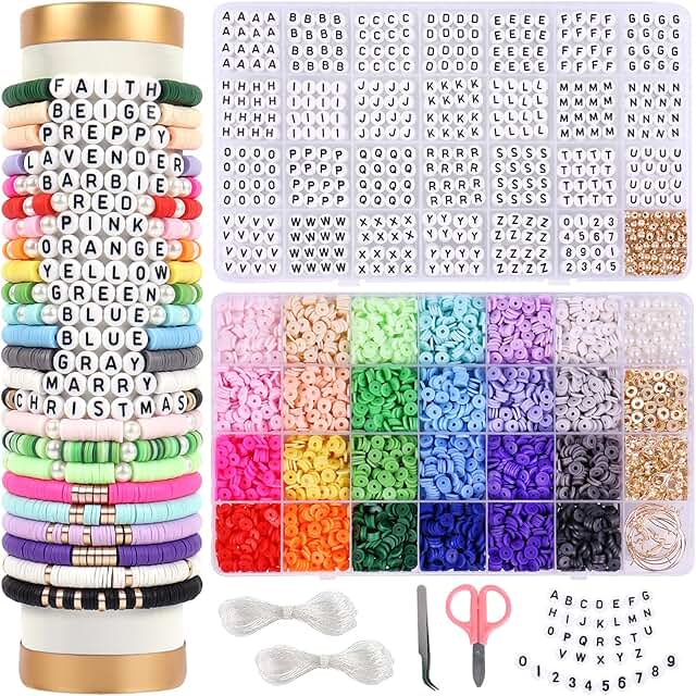6000 PCS Clay Beads Jewelry Making Kit with Alphabet Letters