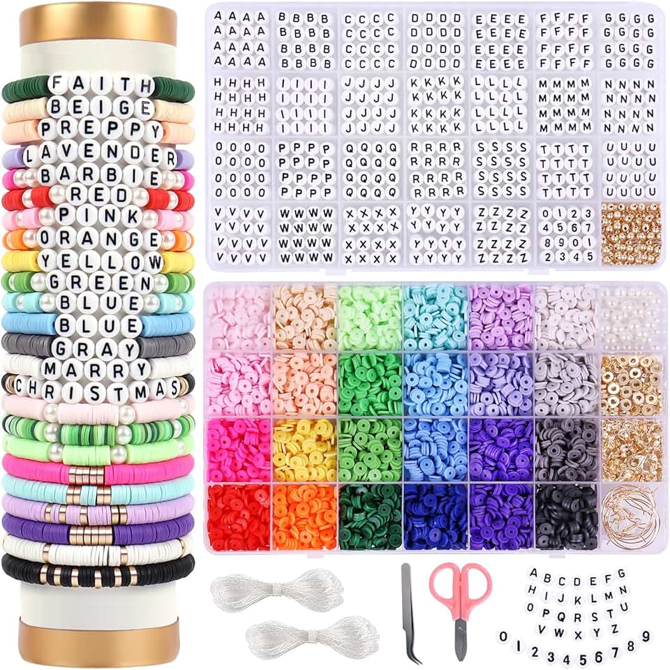 6000 PCS Clay Beads Jewelry Making Kit with Alphabet Letters