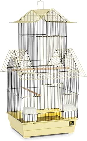 Yellow and black bird cage for small pets