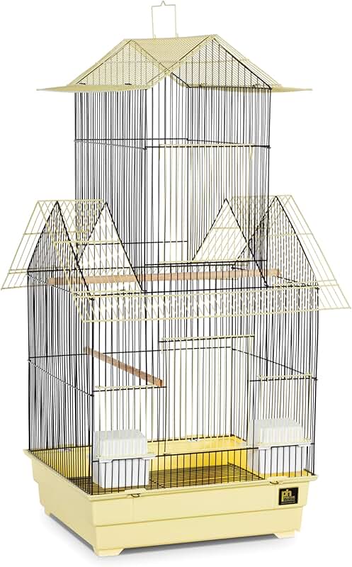 Yellow and black bird cage for small pets