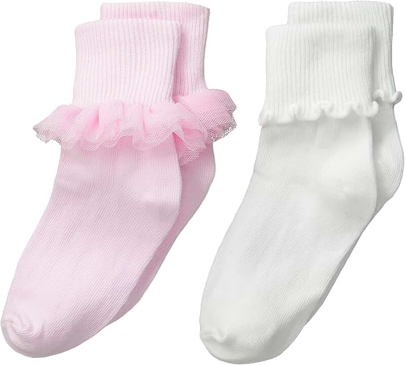 Girls' Ruffle and Ripple Edge Turn Cuff Socks (2-pack)