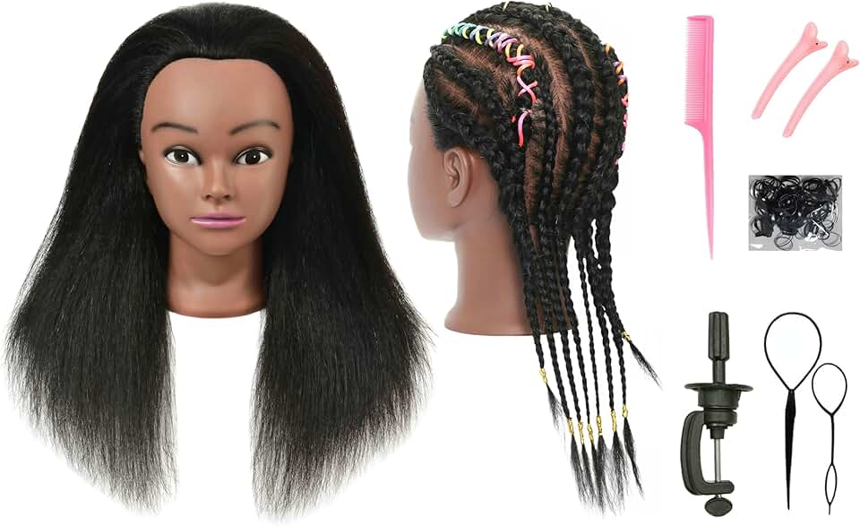 Mannequin Head with Human Hair for Hair Styling Practice