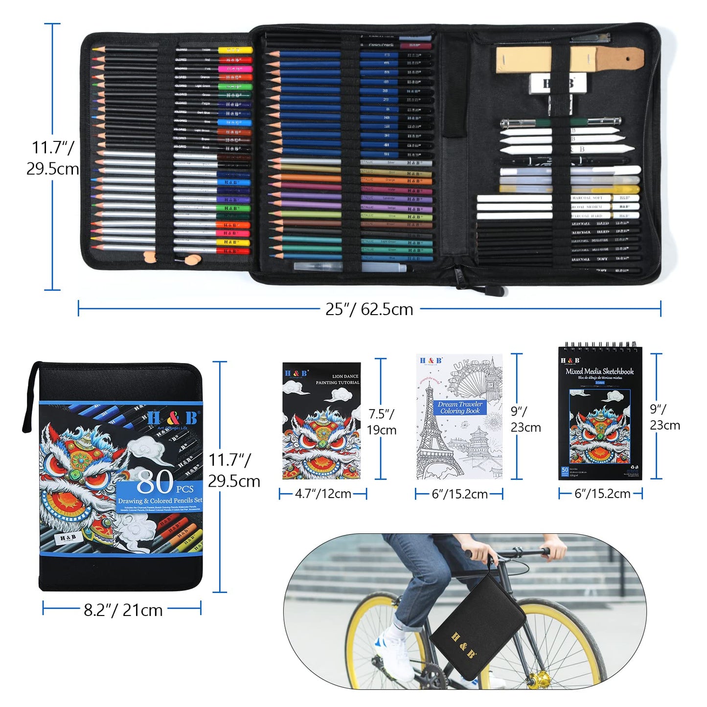 80-Pack Drawing and Art Supplies Kit with Sketchbook and Coloring Book