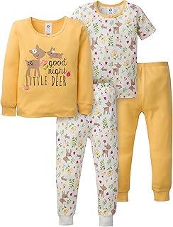 Baby Girls' 4-Piece Snug Fit Pajama Set
