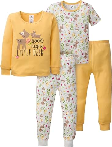 Baby Girls' 4-Piece Snug Fit Pajama Set