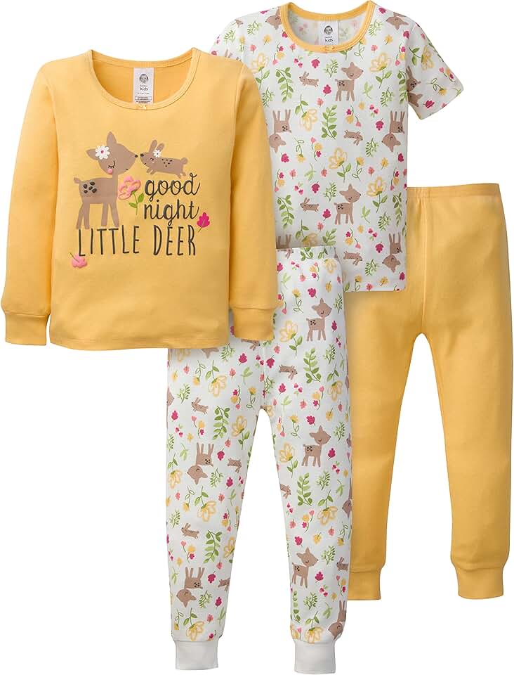 Baby Girls' 4-Piece Snug Fit Pajama Set