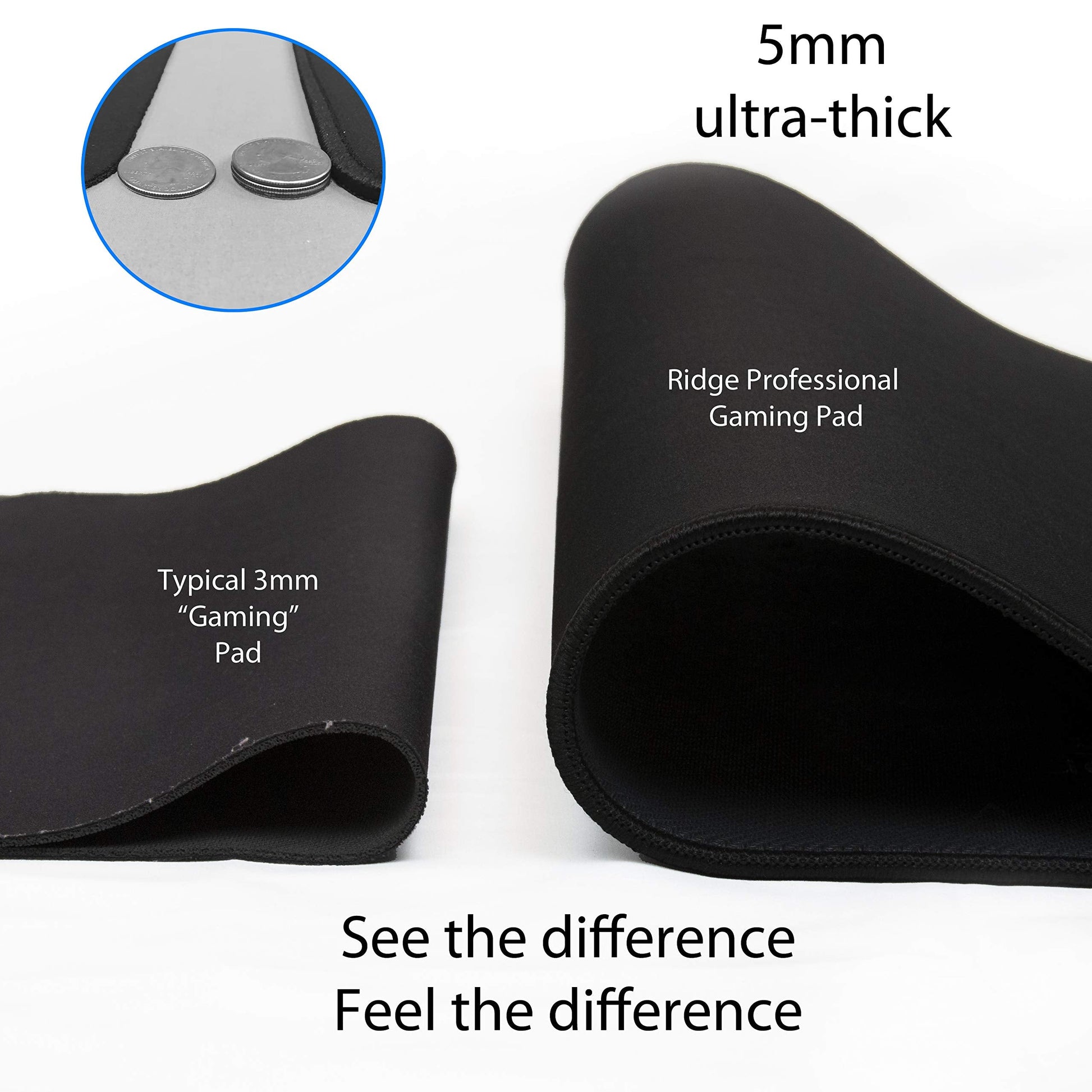 Pro Gaming Mouse Pad (5mm) | Massive 46 inch | 46x17.3x0.20 Extra Thick | Black/Black | Dense Weave Speed Poly, Superior Control | Stitched Edge, Washable, Giant Large Desk Mat