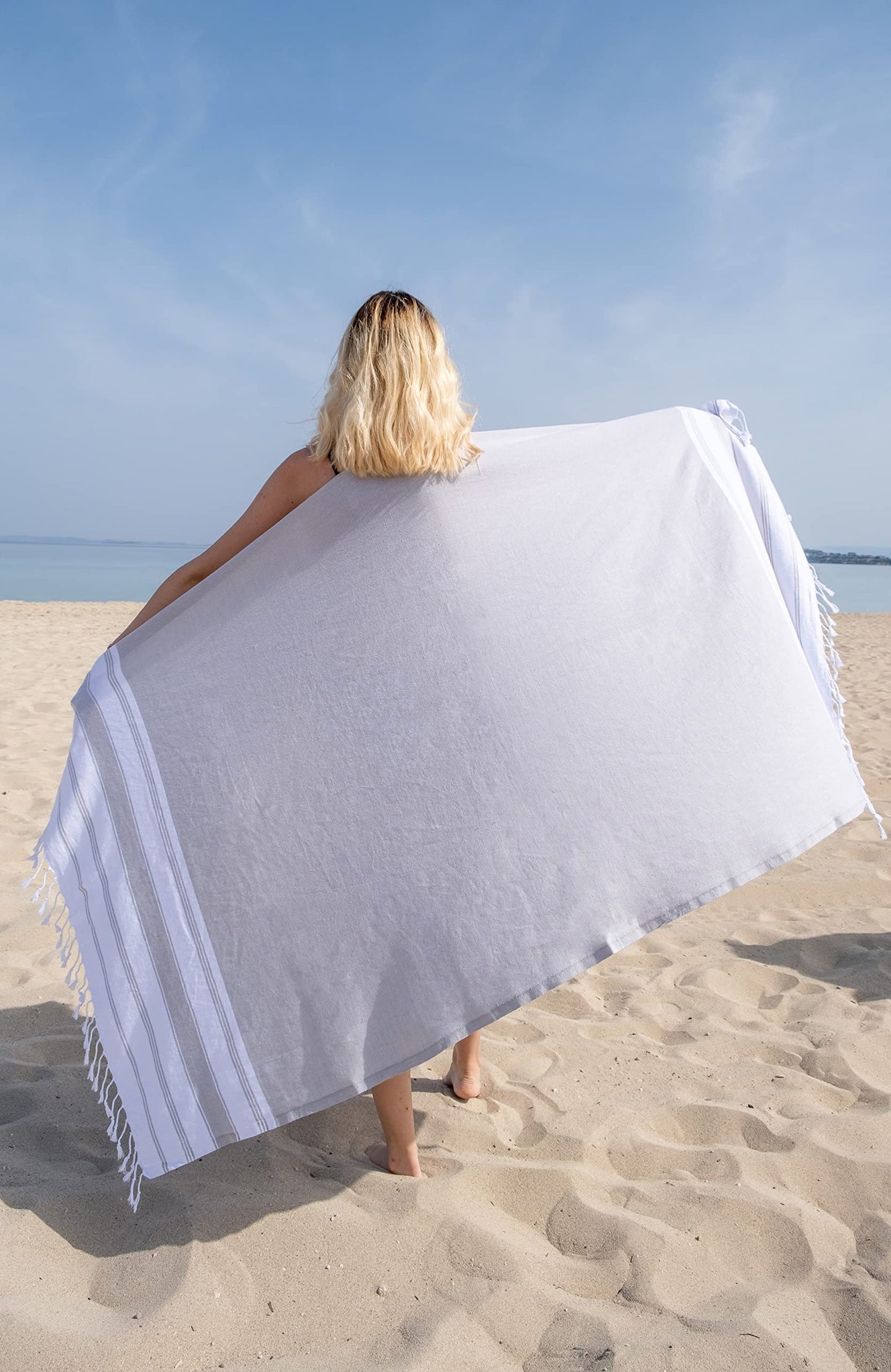 Set of 6) XXL Turkish Cotton Bath Beach Hammam Towel Peshtemal Throw Fouta Blanket Set
