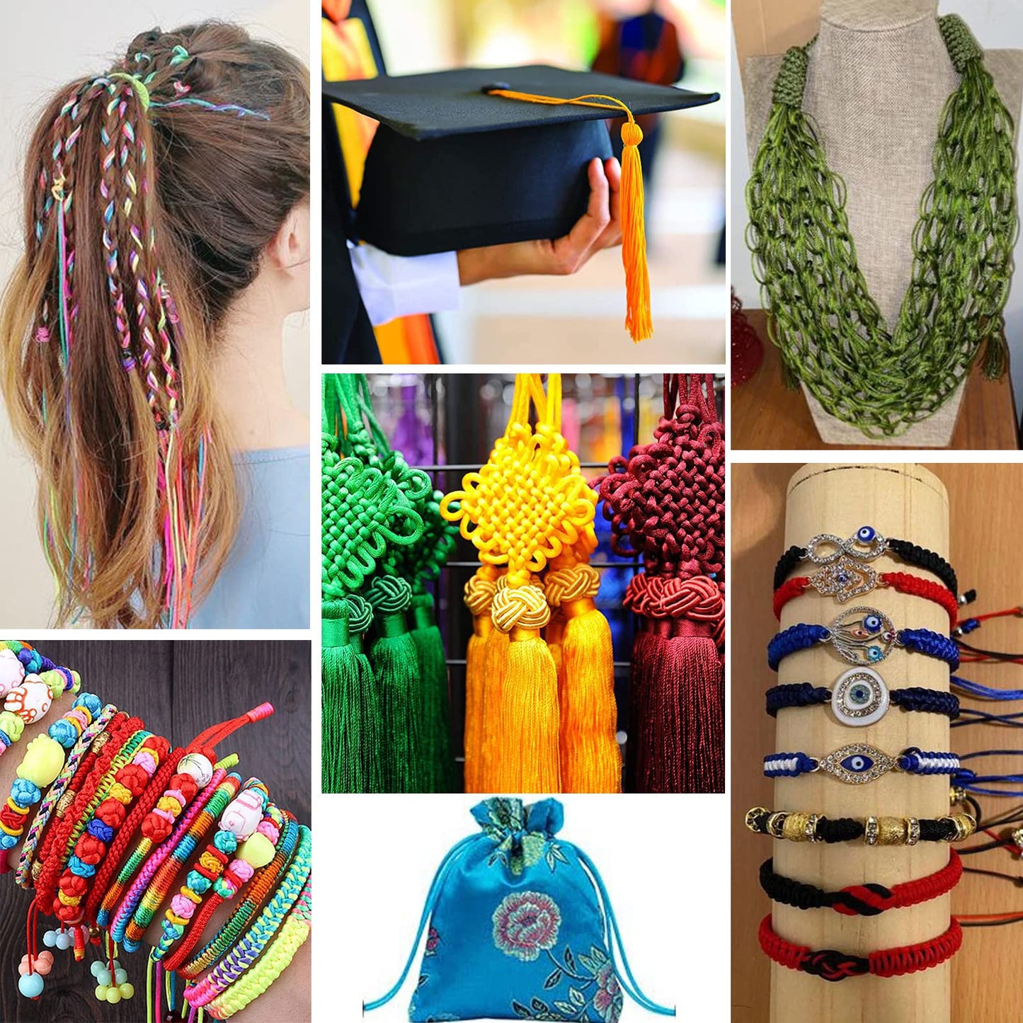 1.5mm Nylon Beading Cord in 6 Colors for Jewelry and Crafts