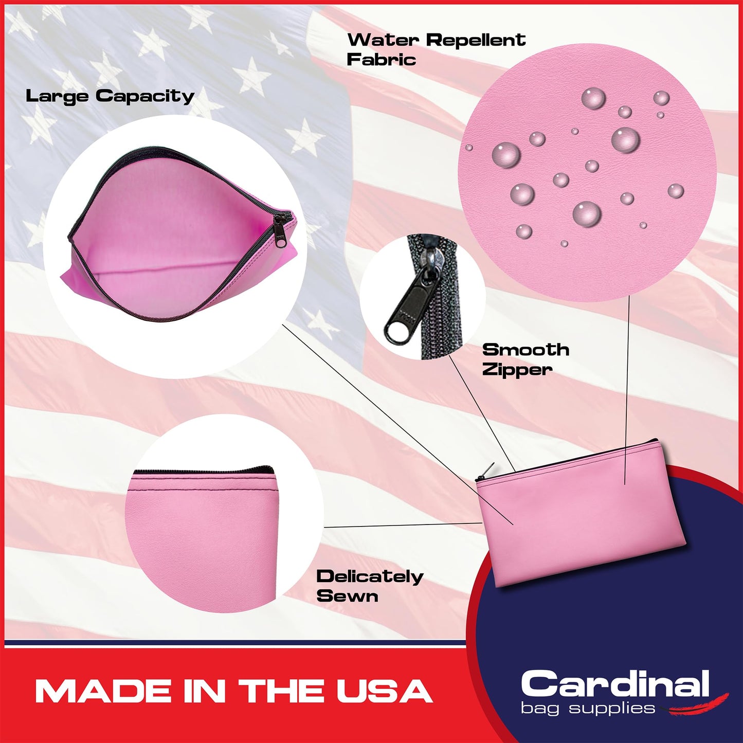 Multi-Purpose Reusable Zipper Bag, 11x6 Inch Pink