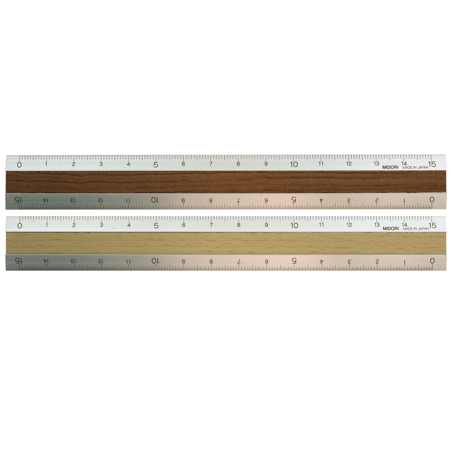 Dark Brown Aluminium and Wood Ruler, 15cm