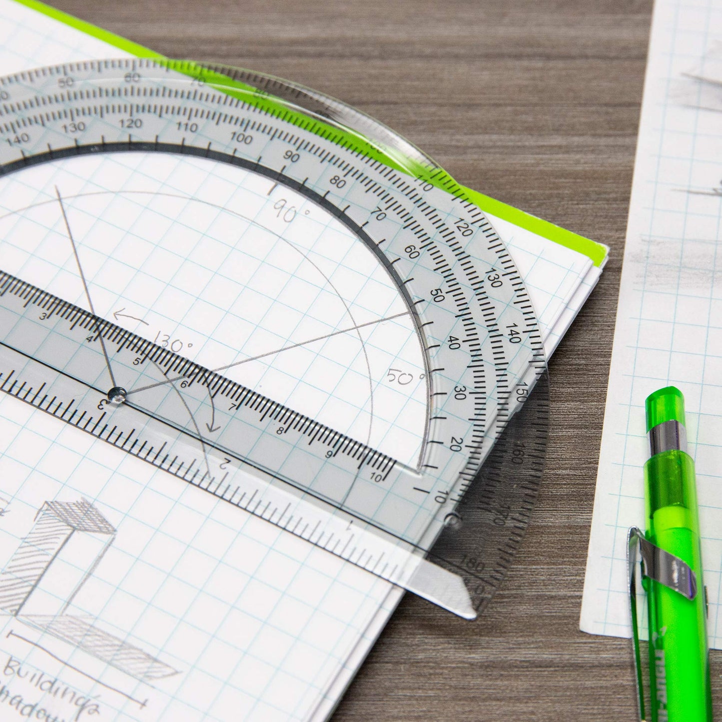 6-Inch Semicircular Plastic Protractor for Geometry