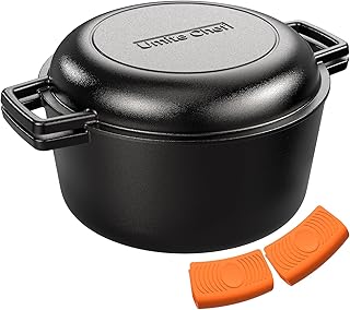 Pre-Seasoned 2-in-1 Cast Iron Dutch Oven and Skillet