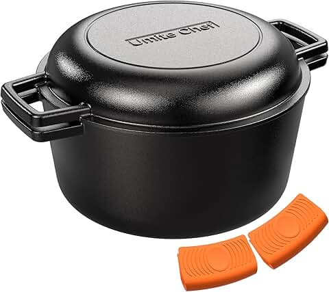 Pre-Seasoned 2-in-1 Cast Iron Dutch Oven and Skillet