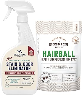 Cat Hairball Supplements and Stain & Odor Remover Bundle