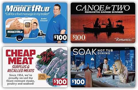 Set of 4 Funny Fake Gift Card Inserts