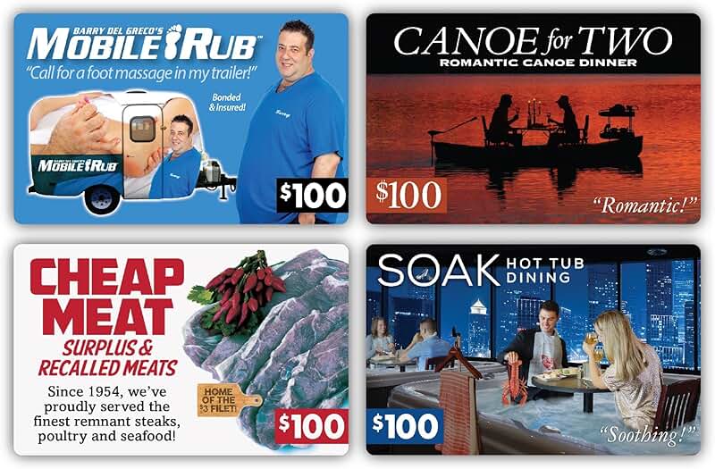 Set of 4 Funny Fake Gift Card Inserts