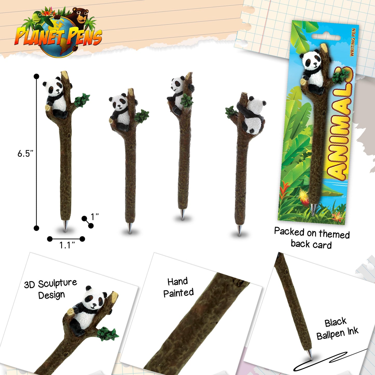 Colorful Panda Pen for Kids and Adults