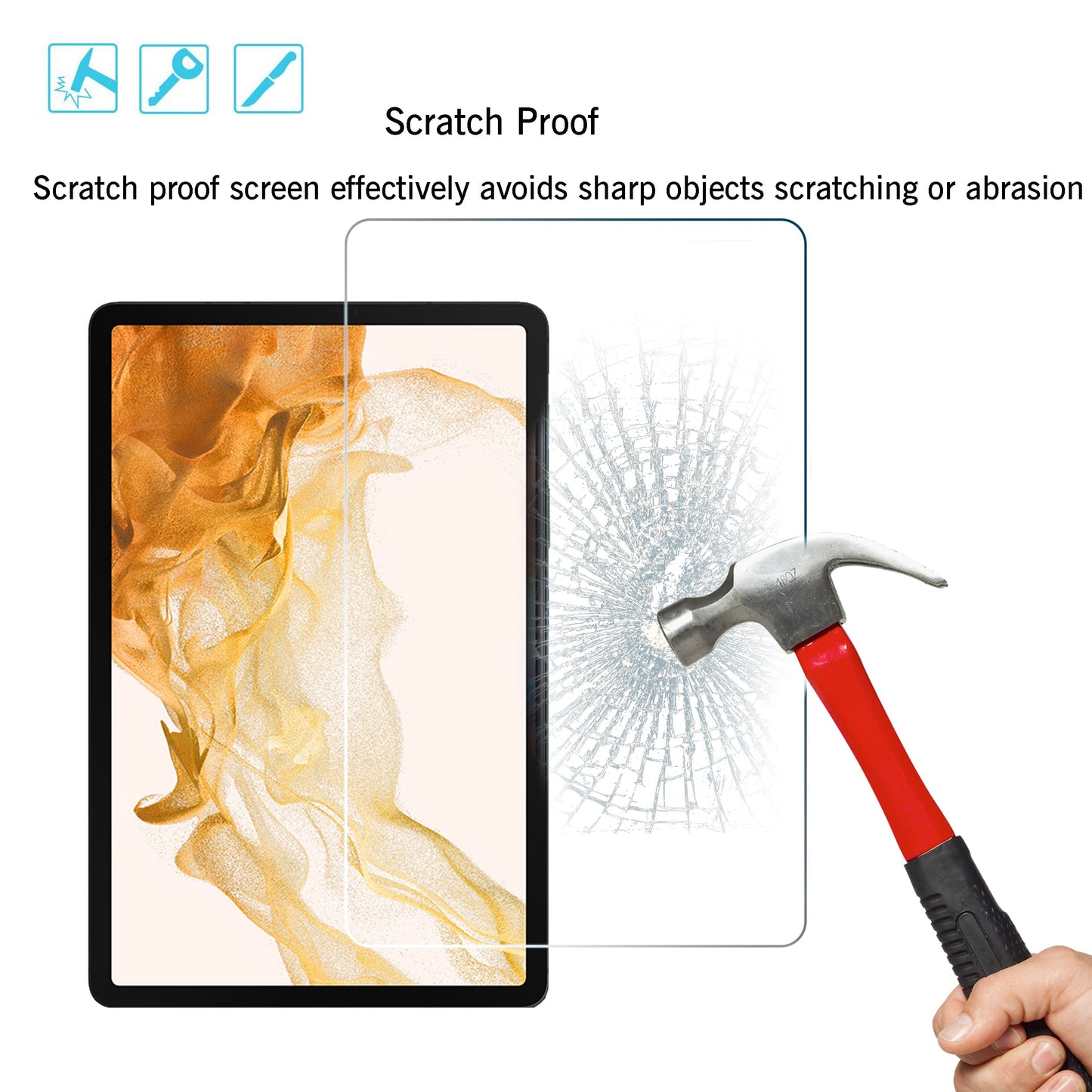 Screen Protector For Galaxy Tab S8 Plus/Galaxy Tab S7 FE 2021/ Galaxy Tab S7 Plus/Galaxy Tab S7+, 12.4 inch 2Pack Tempered Glass 9H Hardness 2.5D Edge Ultra Clear Anti Scratch Case Friendly