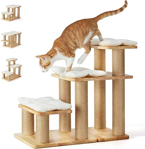 Wood Dog and Cat Stairs with Scratching Post