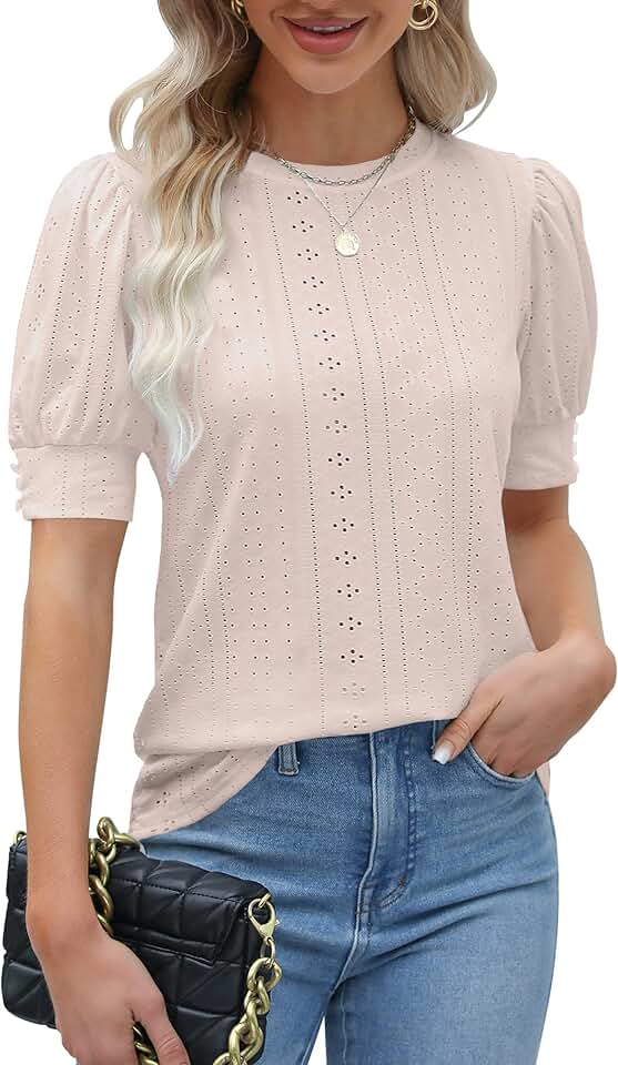 Women's Casual Dressy Short Sleeve Blouses