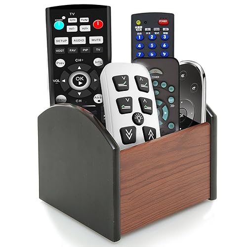 Wooden desktop pen and pencil holder with four compartments