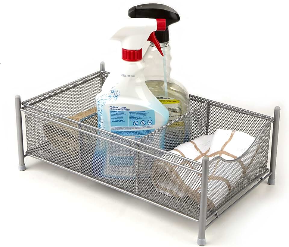 Metal Mesh Accessory Organizer in Silver
