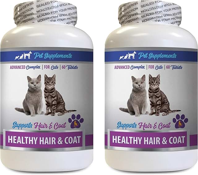 Dry skin care and healthy coat supplement for cats, 2 bottles