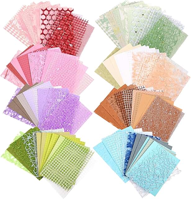 Set of 128 textured scrapbook and mesh papers for crafts
