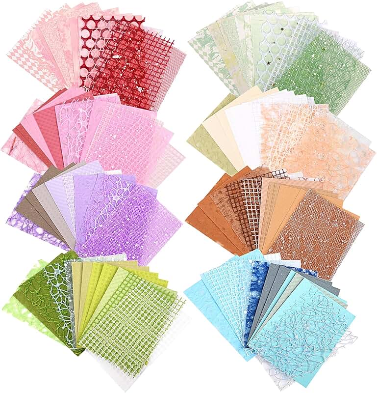 Set of 128 textured scrapbook and mesh papers for crafts