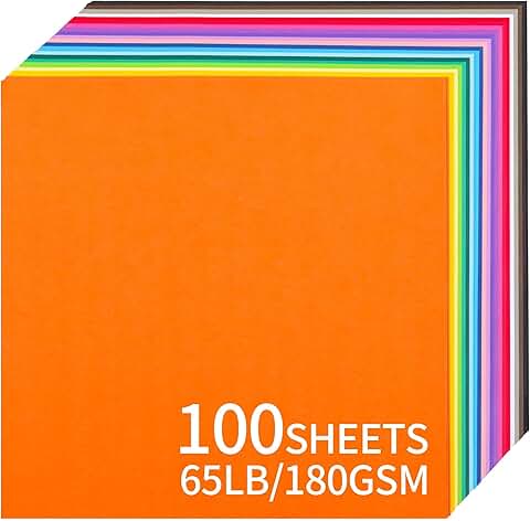 100 Sheets of 12x12 Colored Cardstock in 20 Colors