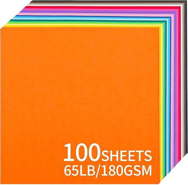100 Sheets of 12x12 Colored Cardstock in 20 Colors