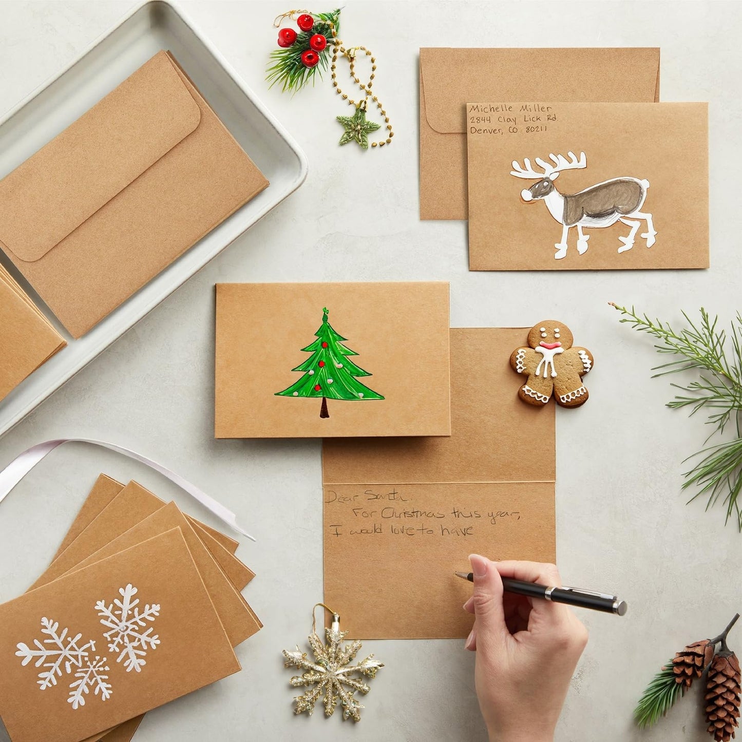 Blank Kraft Paper Cards and Envelopes, 4x6 inches, 100-pack