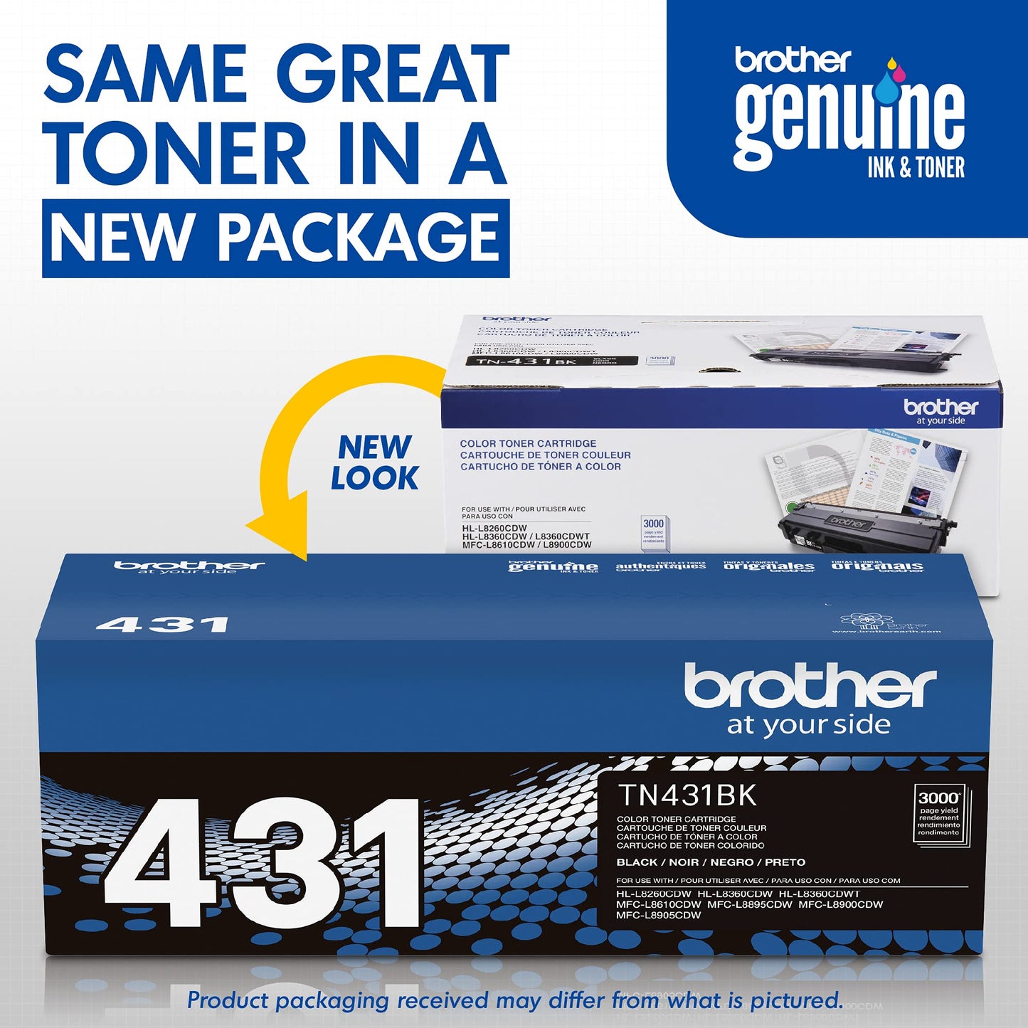 Printer TN431BK Standard Yield Toner-Retail Packaging , Black