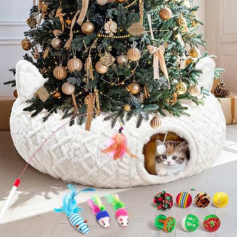 Large Cat Tunnel Bed with Soft Cushion and Toys